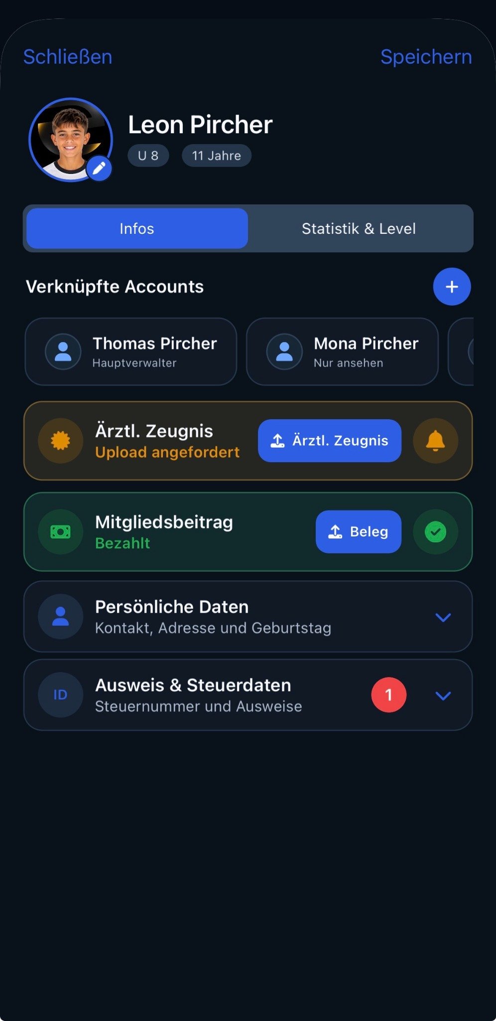 Mitglieder & Familien – Evolve Sports App