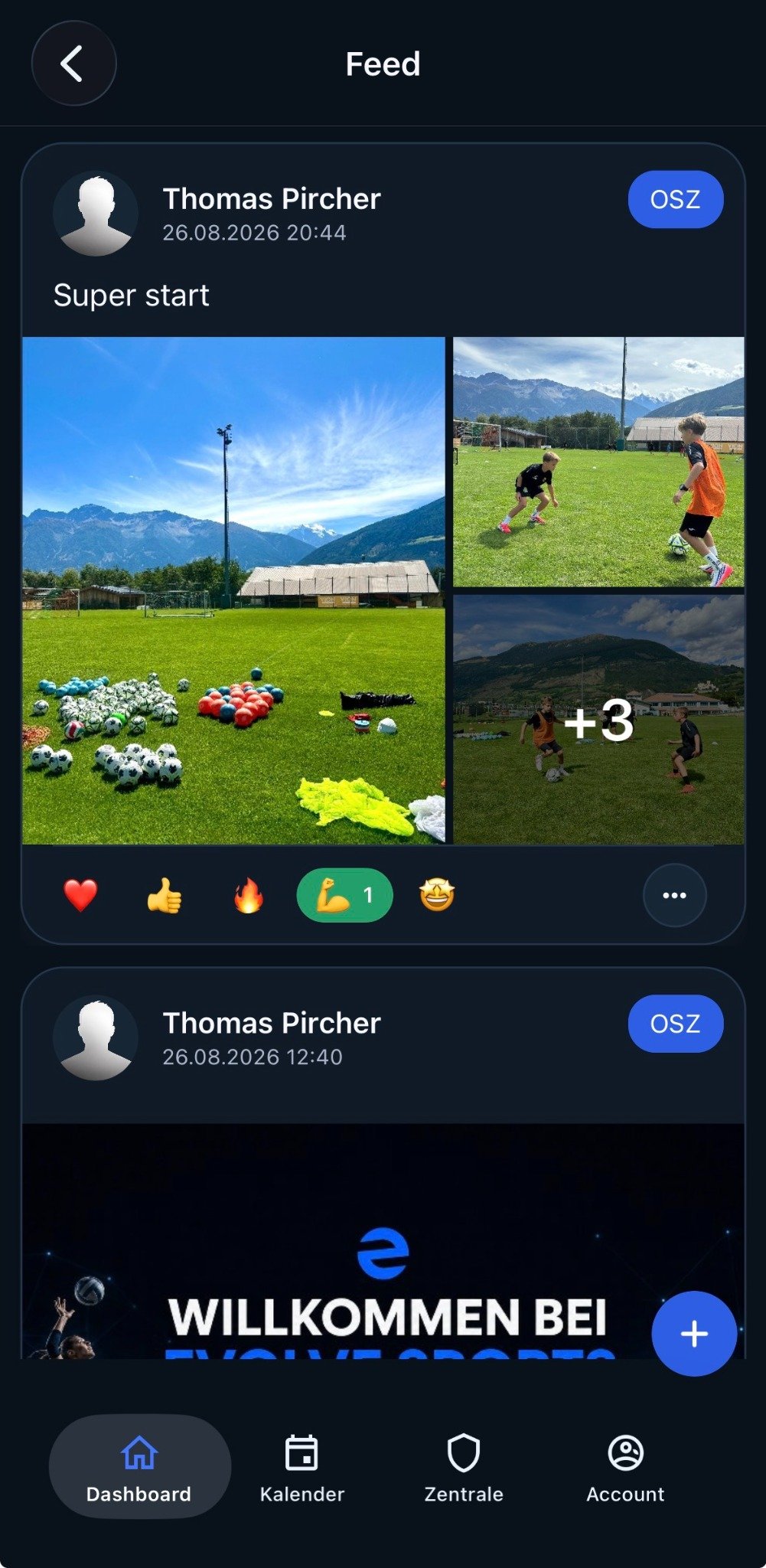 Vereinsfeed in Evolve Sports